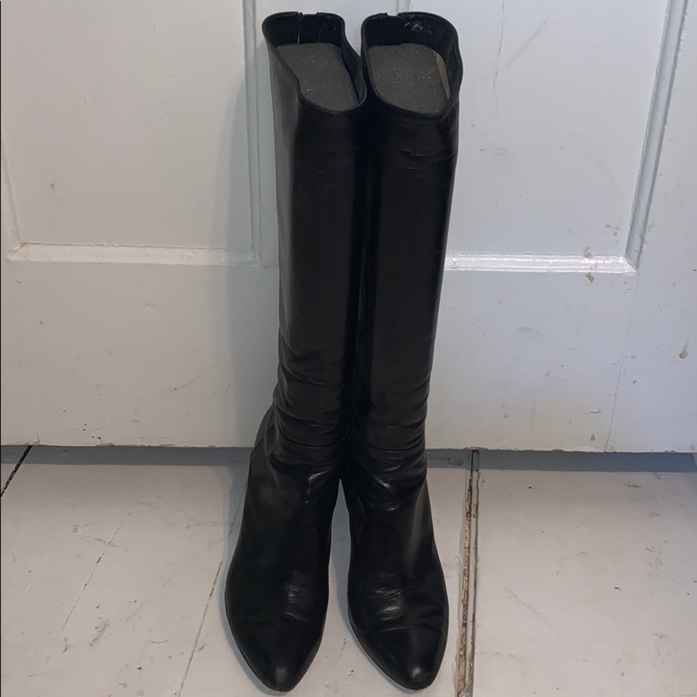 Jimmy choo heel boots black leather